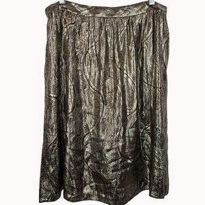 J.Crew Collection Gold Metallic Silk Paisley Skirt 8‎ Shimmer Cocktail Elegant